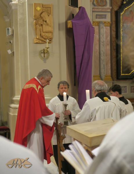 mezi posledními kříž uctí i ministranti, kteří jej drželi