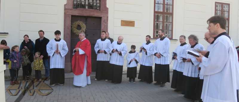 čte se evangelium o triumfálním vjezdu Páně do Jeruzaléma