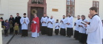 čte se evangelium o triumfálním vjezdu Páně do Jeruzaléma
